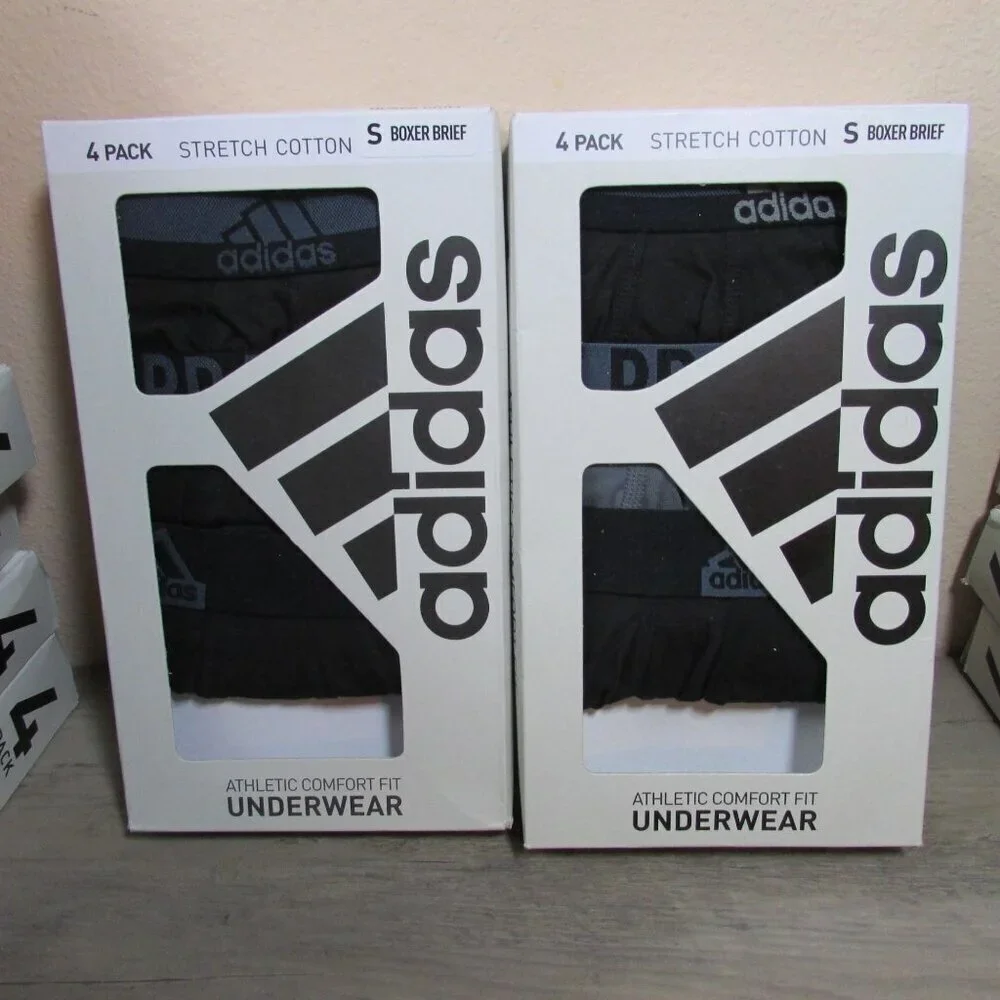 2x Adidas Men's Small Stretch Cotton Boxer Briefs 3 Pack (6 Total Pair)